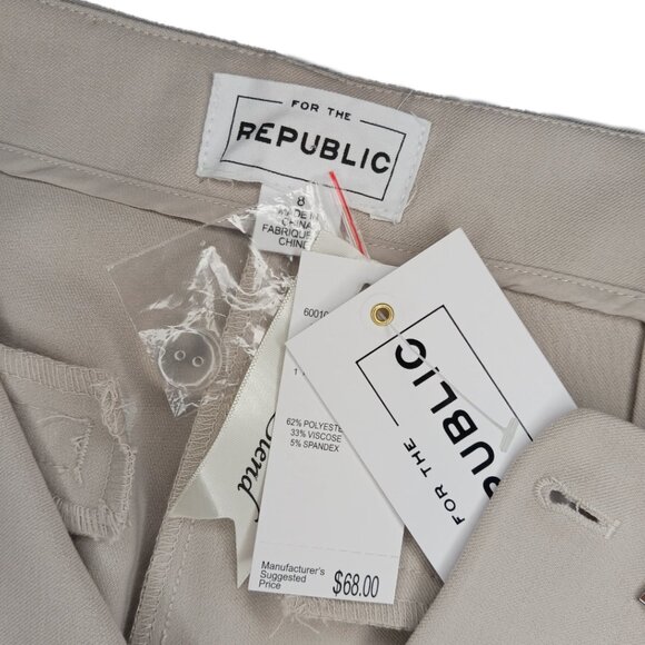 For The Republic Womens Size 8 Dress Pants Beige Pleated Casual Wide Leg Ladies - Picture 4 of 9